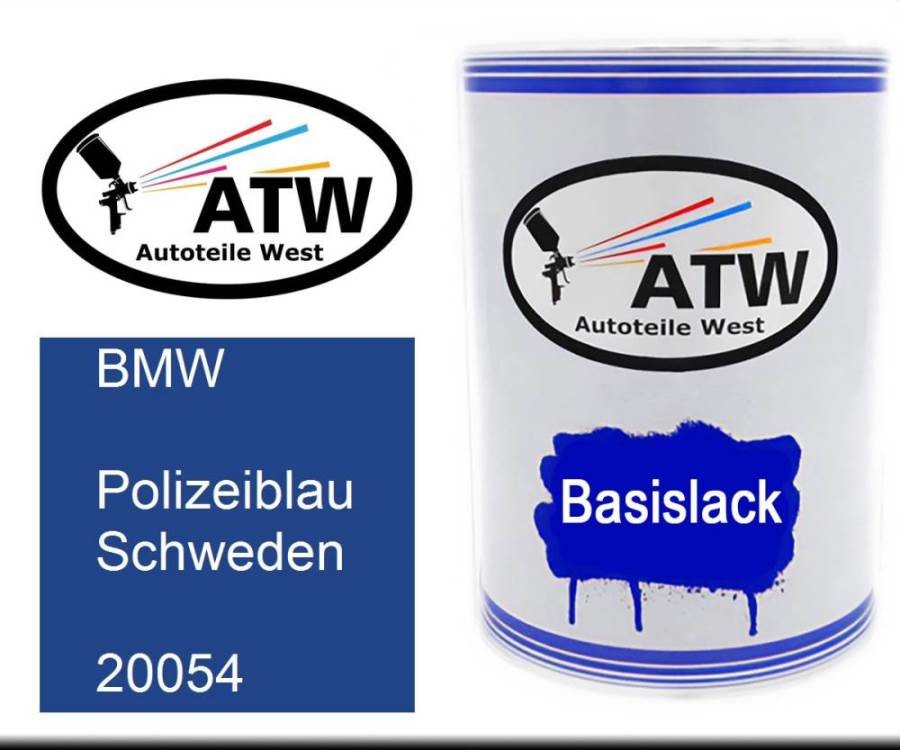 BMW, Polizeiblau Schweden, 20054: 500ml Lackdose, von ATW Autoteile West.